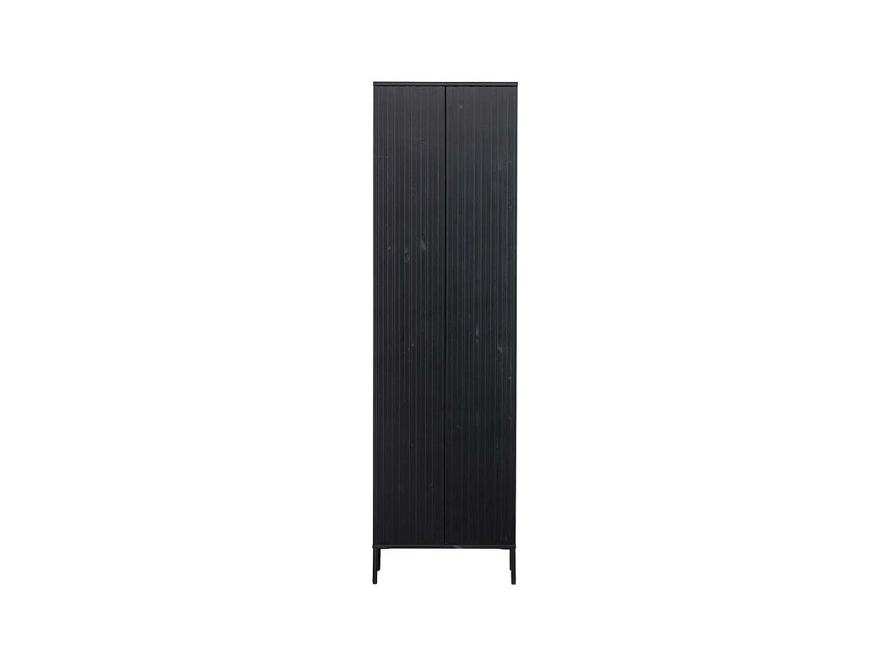 New Gravure - Colonne de rangement en bois 2 portes 1 tiroir H210cm - Noir
