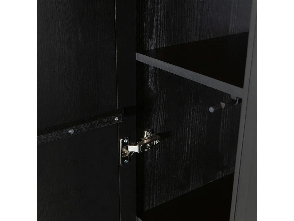 New Gravure - Colonne de rangement en bois 2 portes 1 tiroir H210cm - Noir