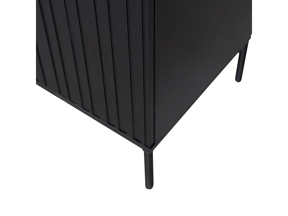 New Gravure - Colonne de rangement en bois 2 portes 1 tiroir H210cm - Noir