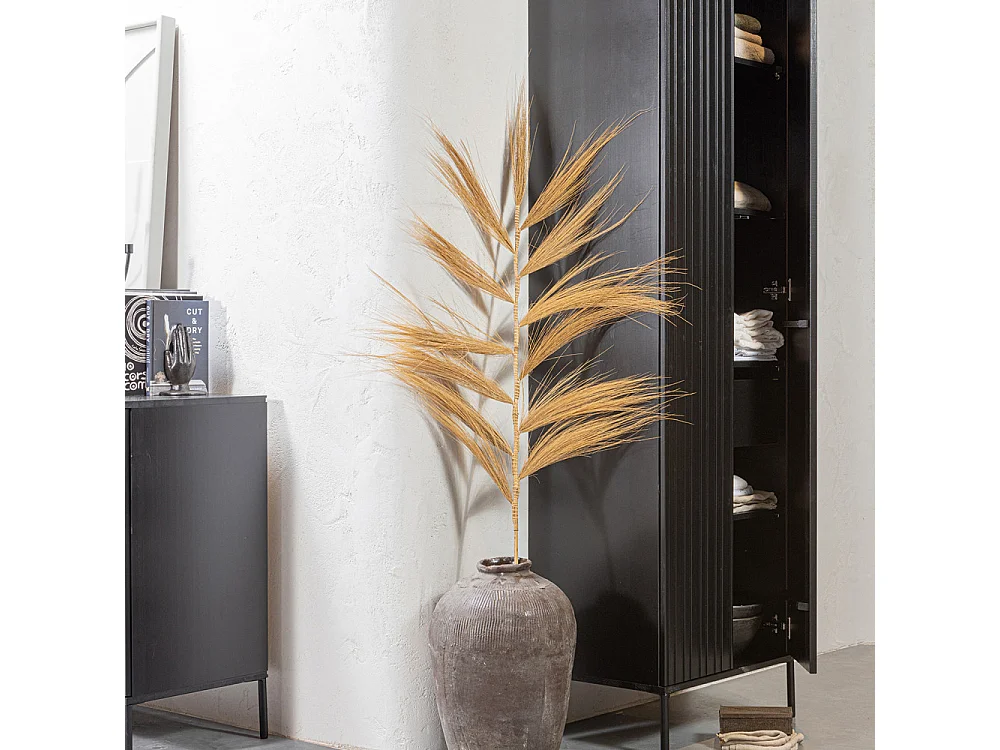 New Gravure - Colonne de rangement en bois 2 portes 1 tiroir H210cm - Noir