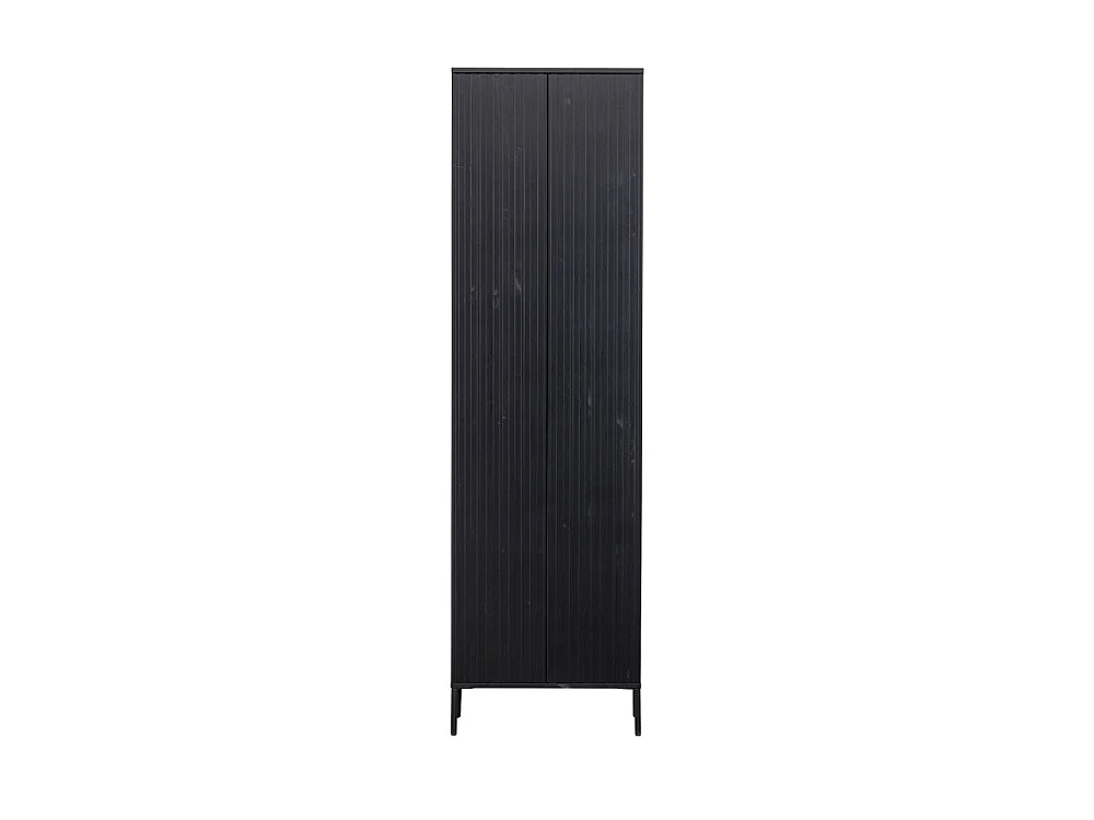 New Gravure - Colonne de rangement en bois 2 portes 1 tiroir H210cm - Noir