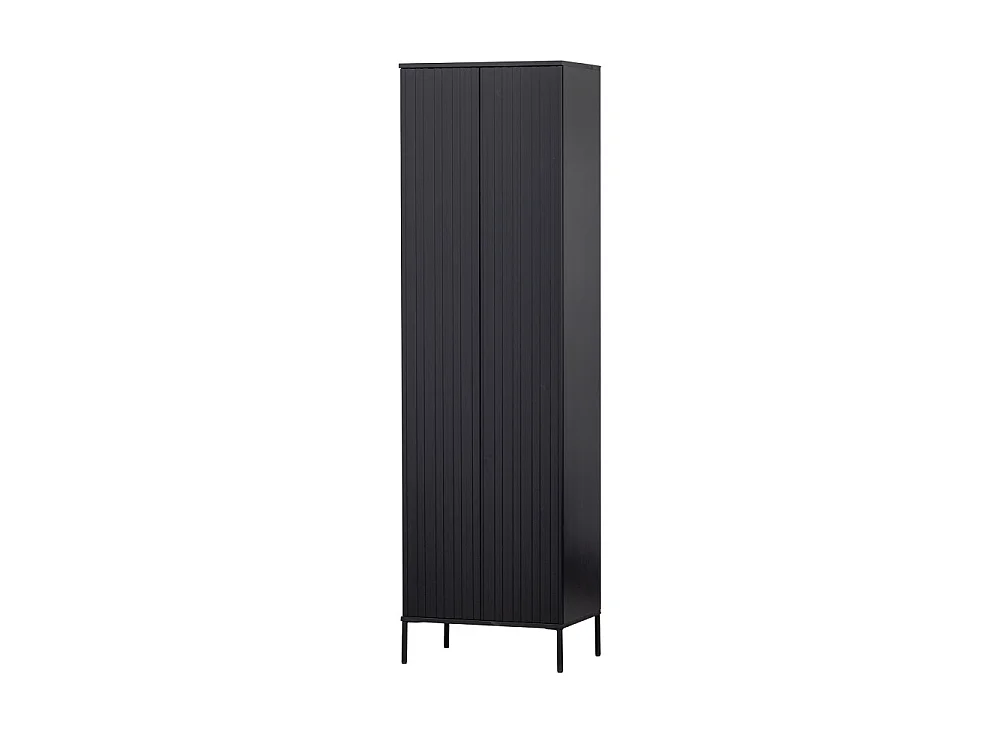New Gravure - Colonne de rangement en bois 2 portes 1 tiroir H210cm - Noir