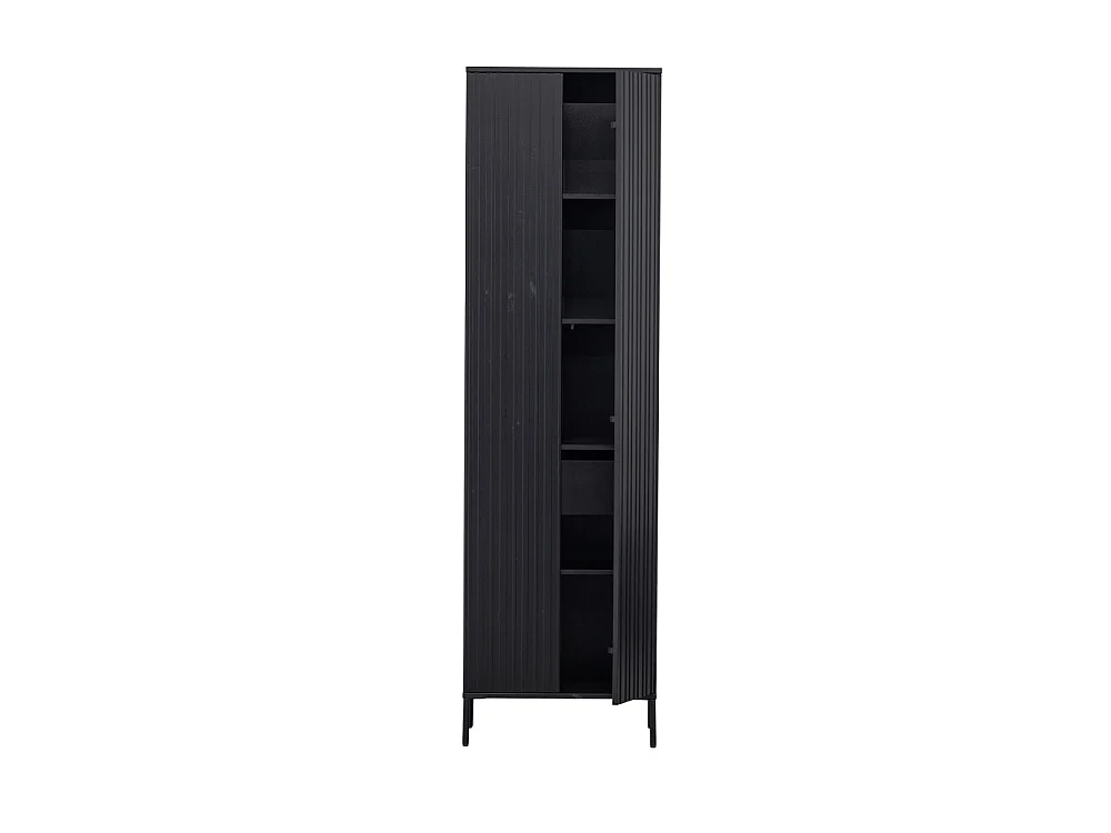 New Gravure - Colonne de rangement en bois 2 portes 1 tiroir H210cm - Noir
