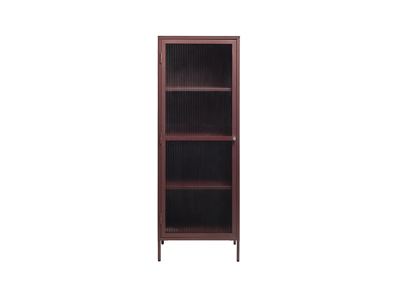 Bjorn - Colonne de rangement 1 porte en verre strié et métal H160cm - Bordeaux