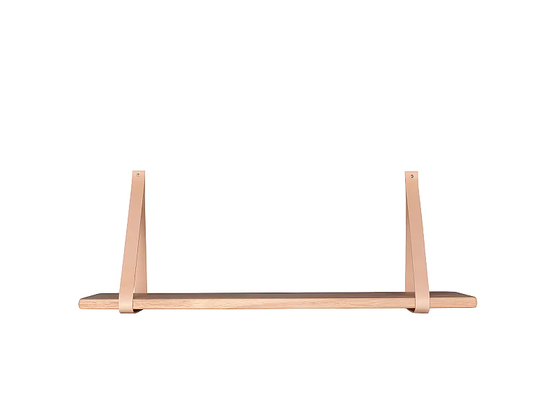 Forno - Etagère murale en bois et cuir 120x20 cm - Naturel