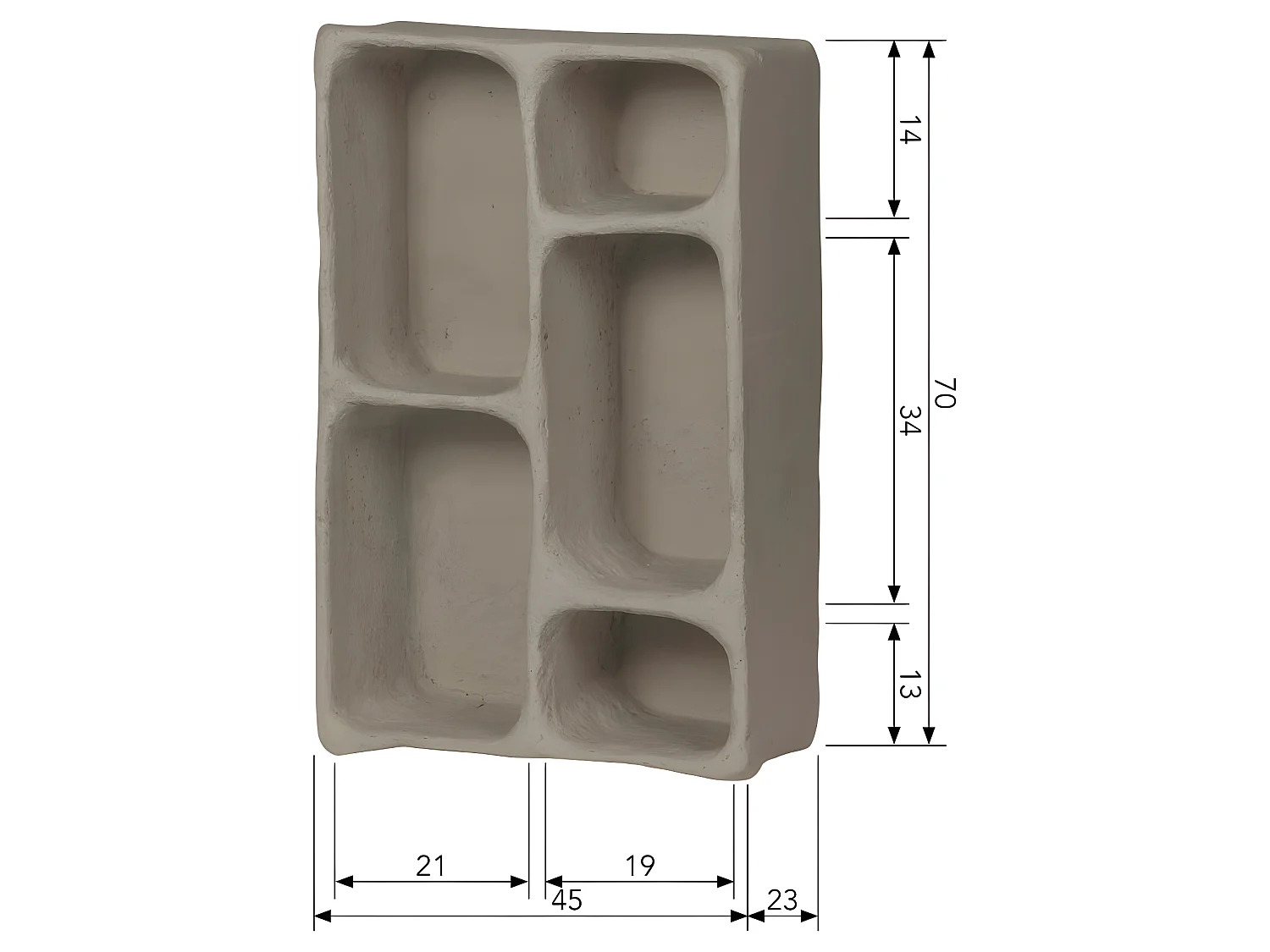 Clay - Étagère murale en papier mâché 5 niches - Gris