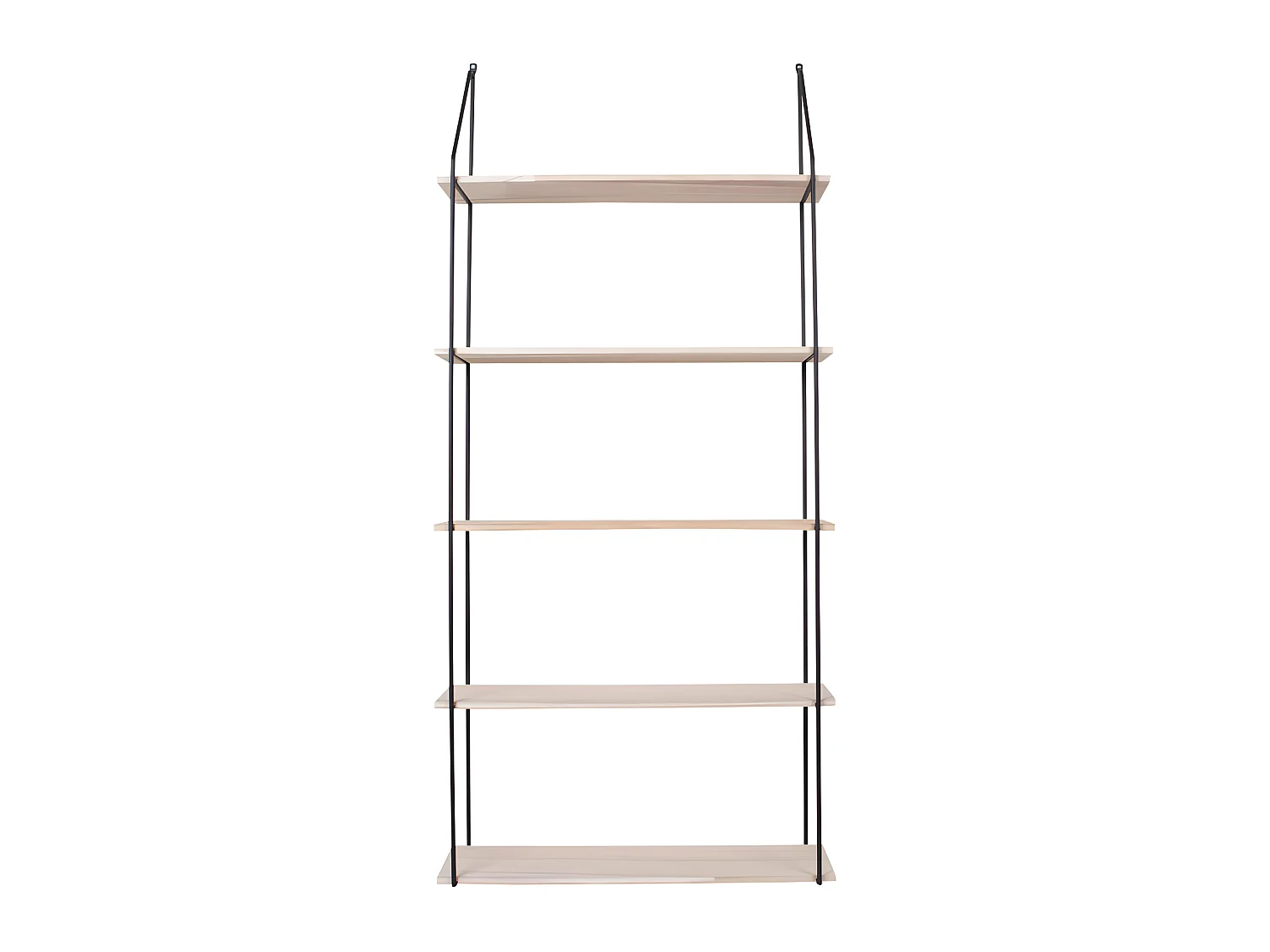 Estante de 5 coronas en madera natural con marco negro 65 x 17 x 145 cm