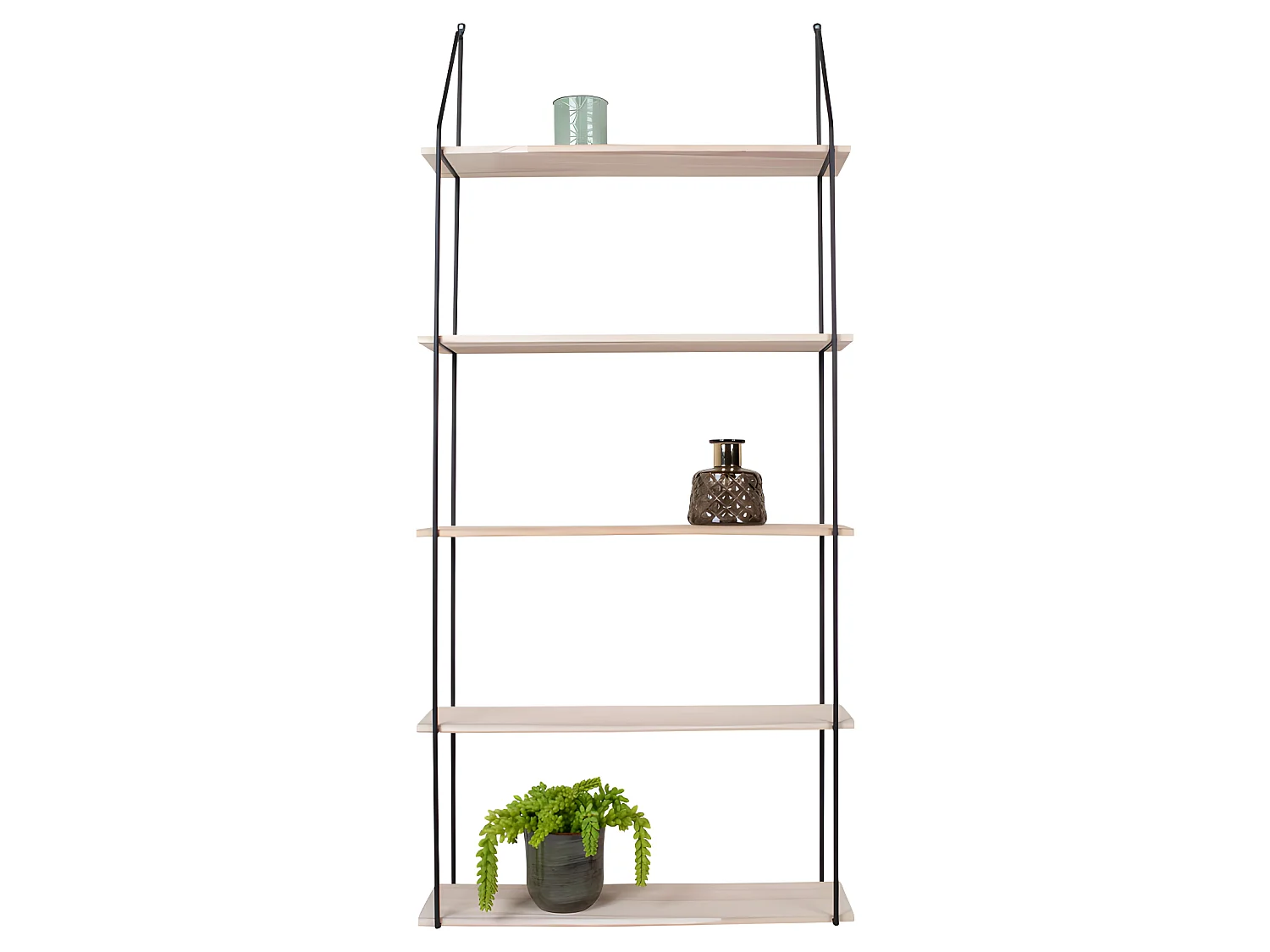 Eindhoven - Etagère murale en métal et bois 65x17xH145 cm - Bois clair / noir