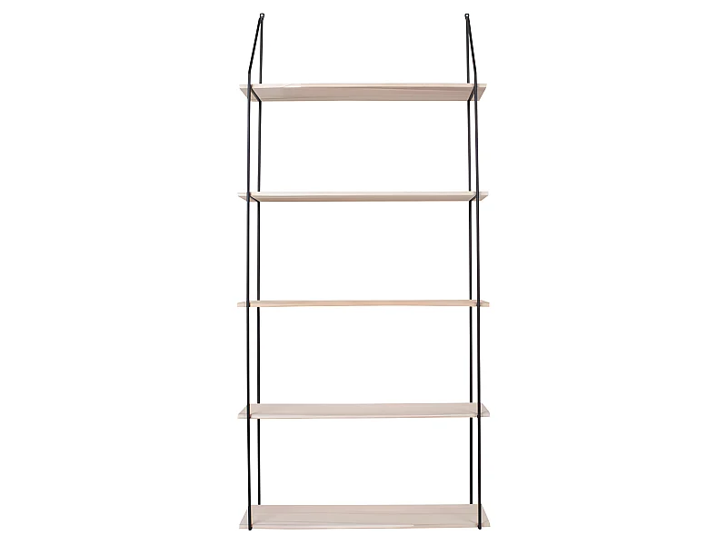 Eindhoven - Etagère murale en métal et bois 65x17xH145 cm - Bois clair / noir