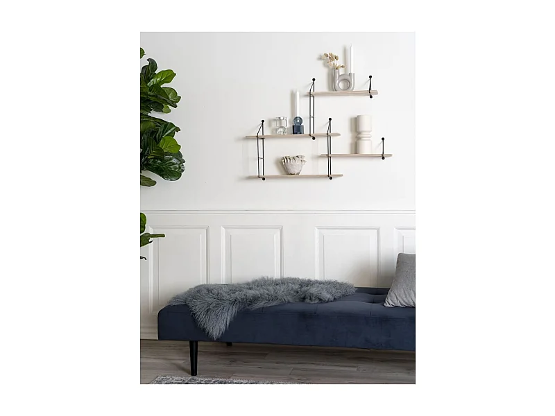 Harlem wandkast met 4 planken, zwart, hout.