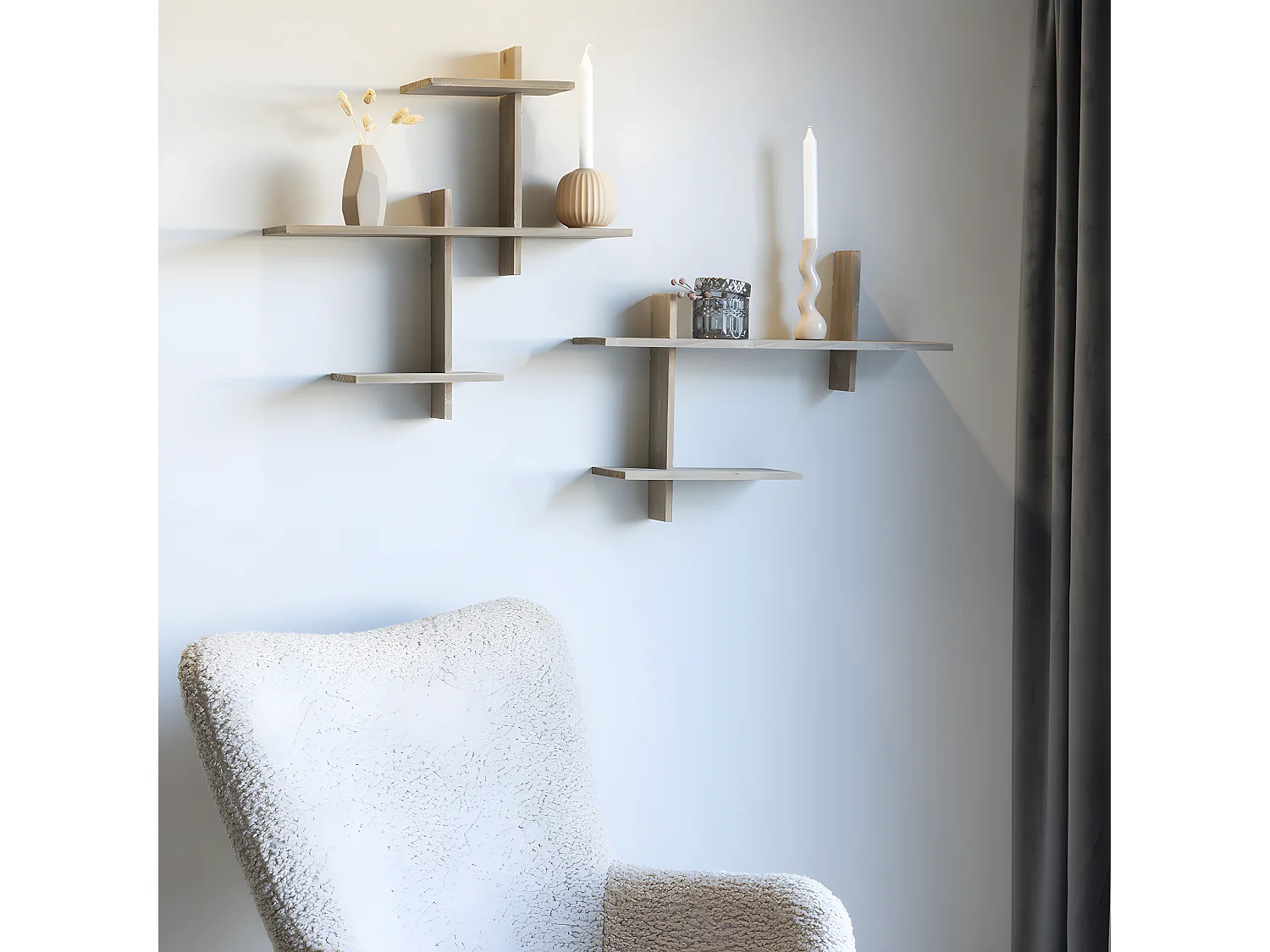 Estante de pared de alfiler 60 x 15 x 44 cm