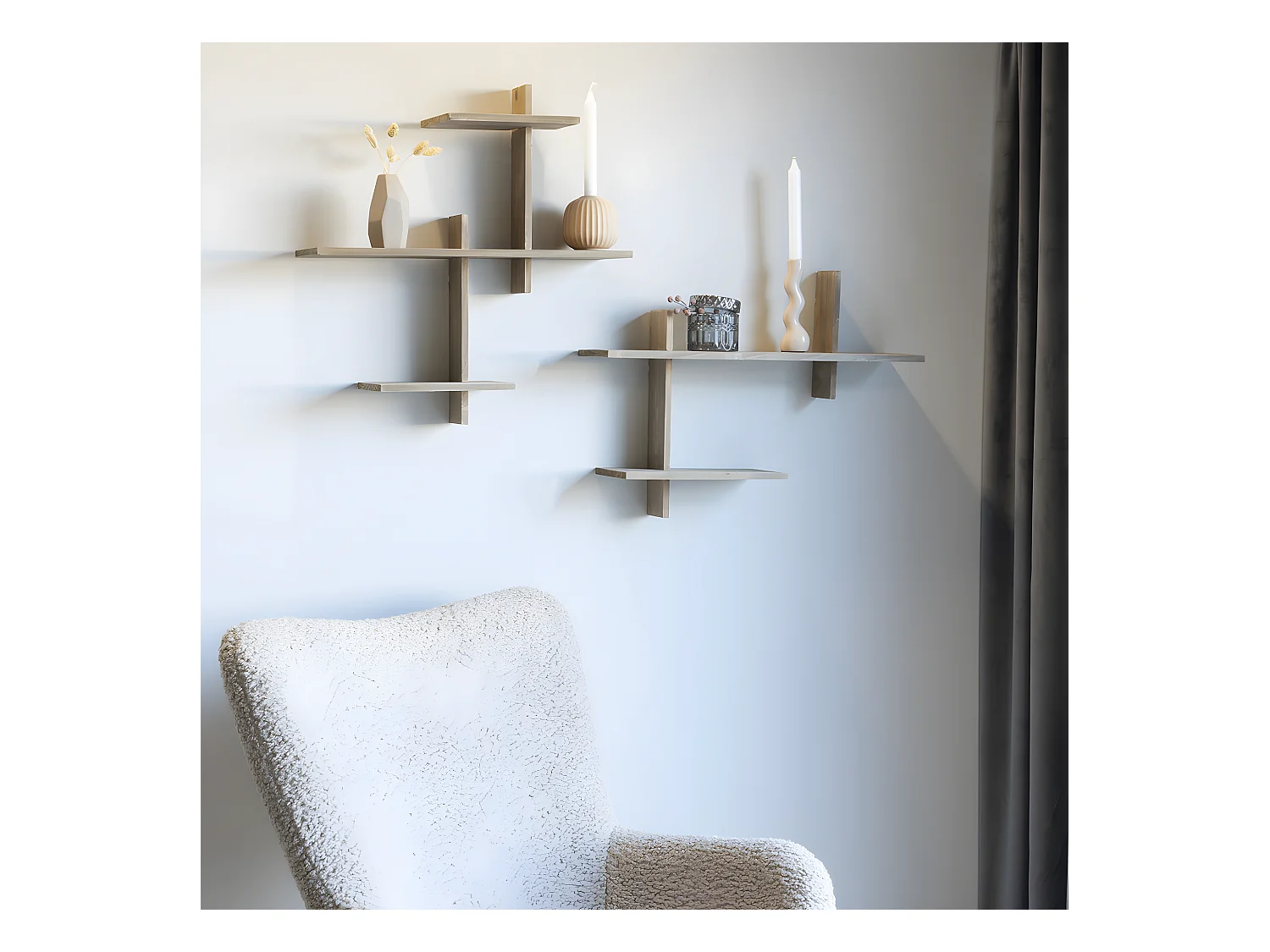 Ovada Regal Wandregal 2 Ablagen natur.