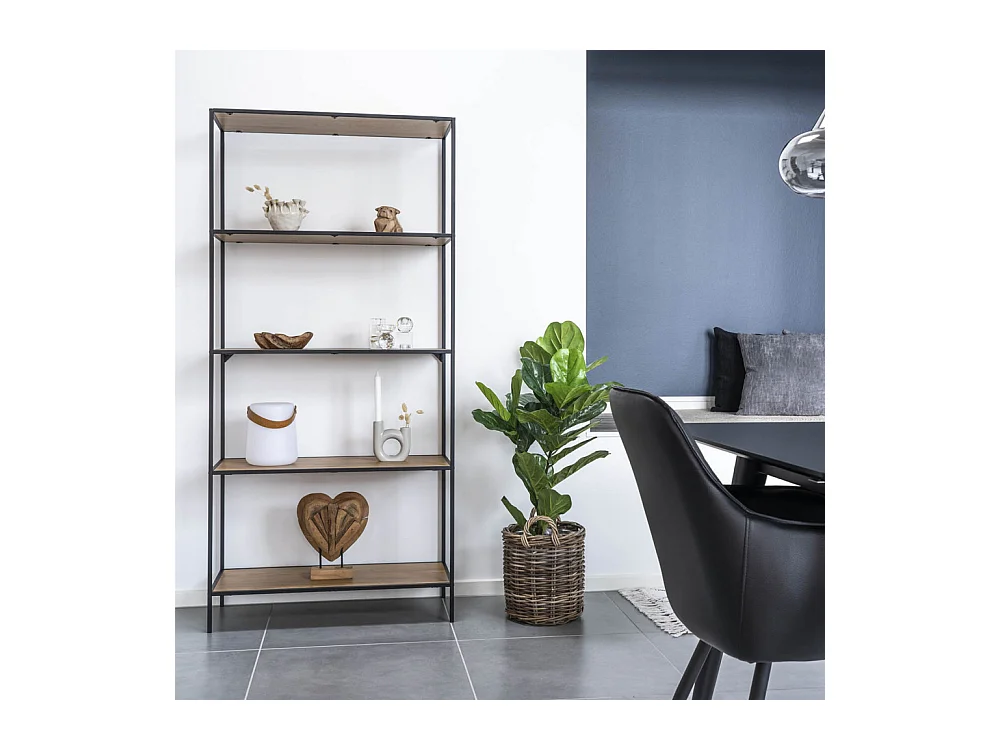 Vita Regal breit mit 3 Regalen, schwarz, Eichendekor.