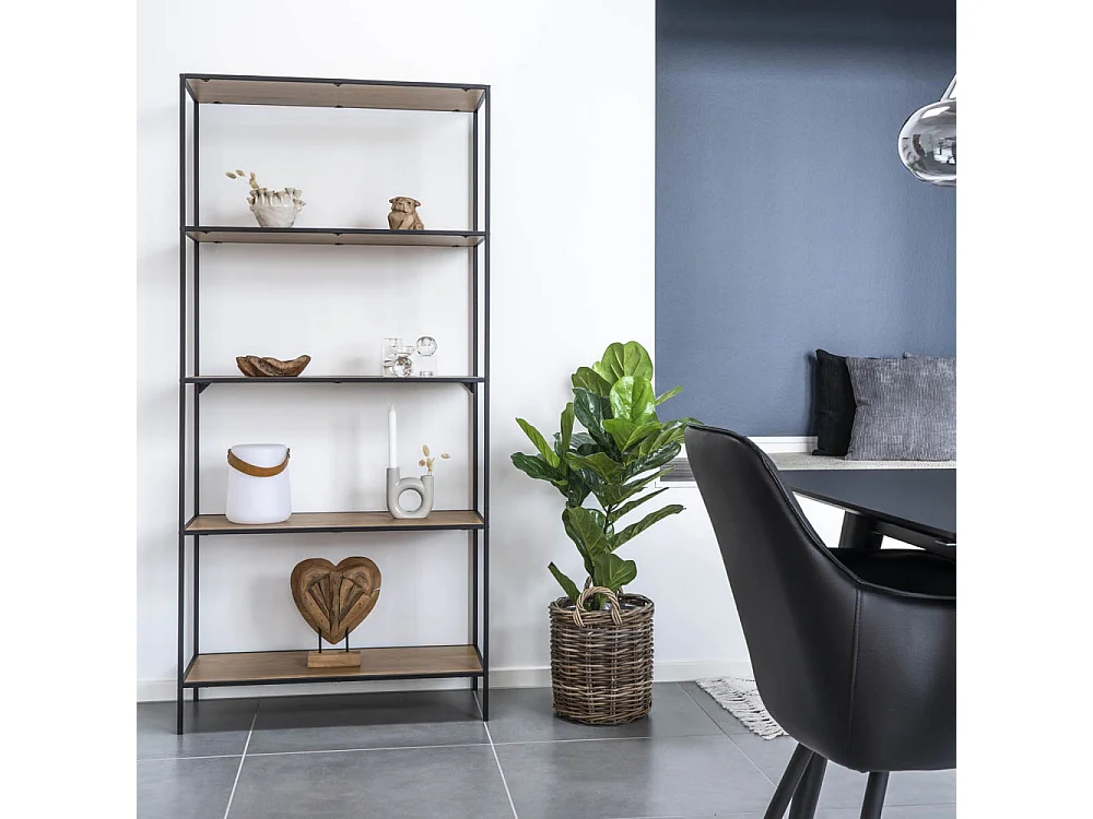 Vita - Etagère en bois et métal 80x170cm - Bois clair / noir