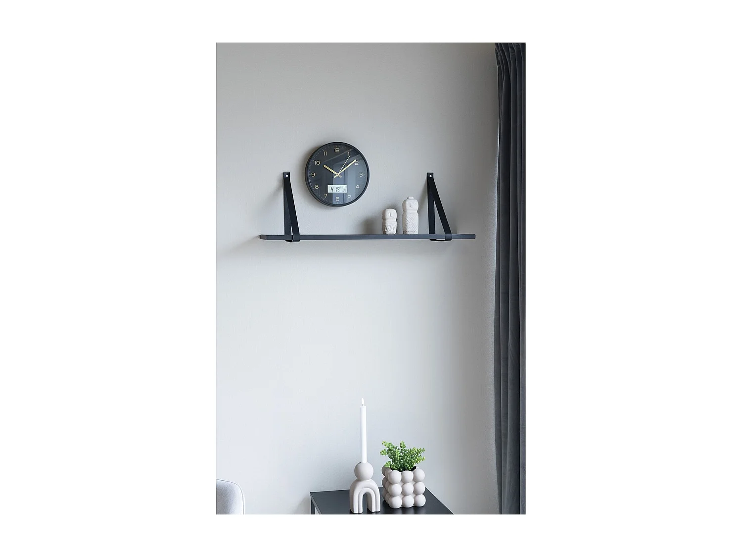 Étagère avec sangles en cuir Lila Noir