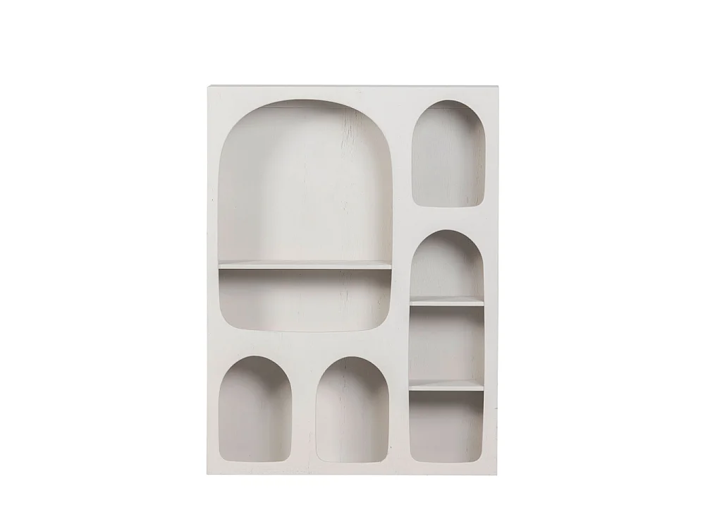 Barney - Étagère murale en bois 8 niches - Couleur - Blanc craie