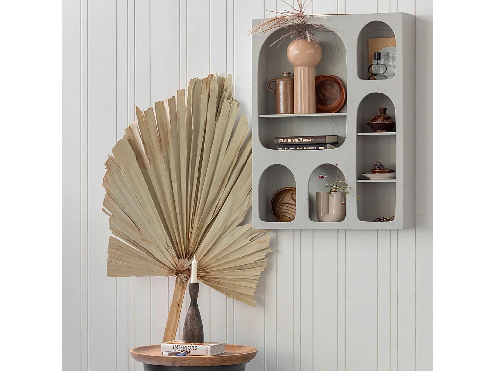 Barney - Étagère murale en bois 8 niches - Couleur - Blanc craie