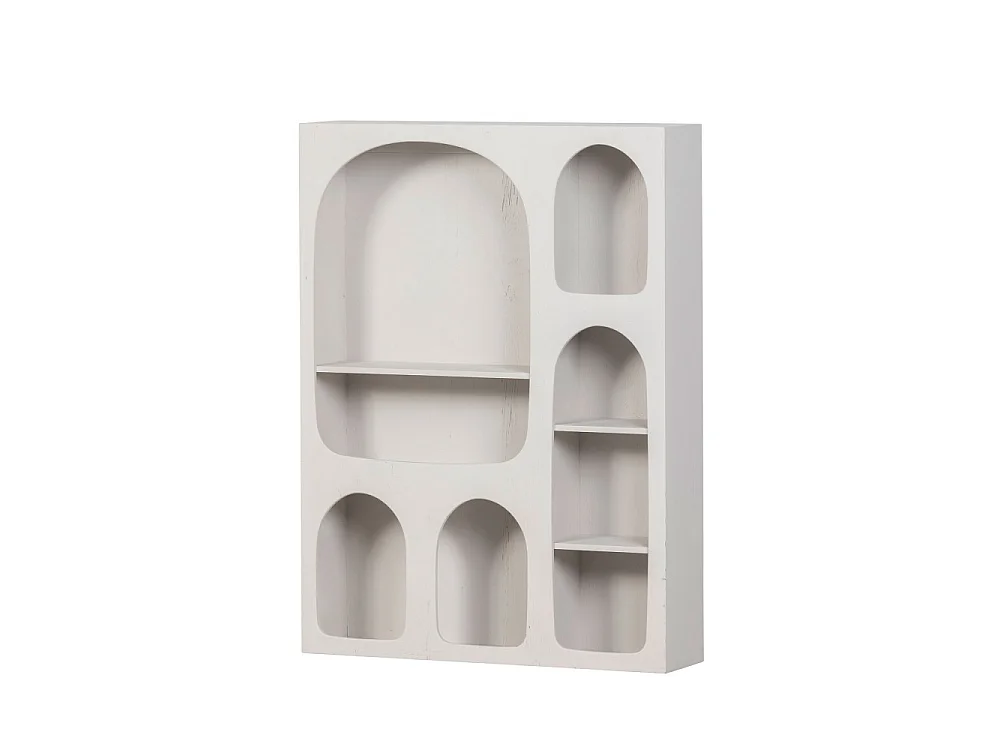 Barney - Étagère murale en bois 8 niches - Couleur - Blanc craie