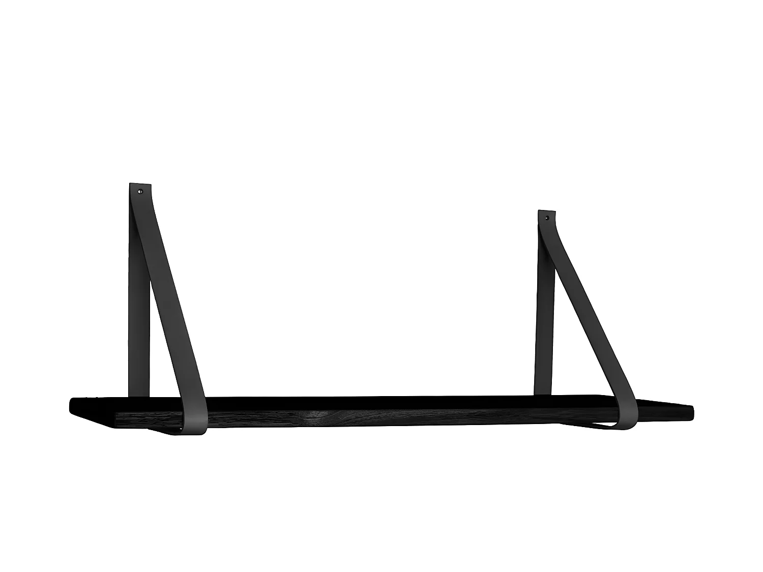 Forno - Etagère murale en bois et cuir 120x20 cm - Noir