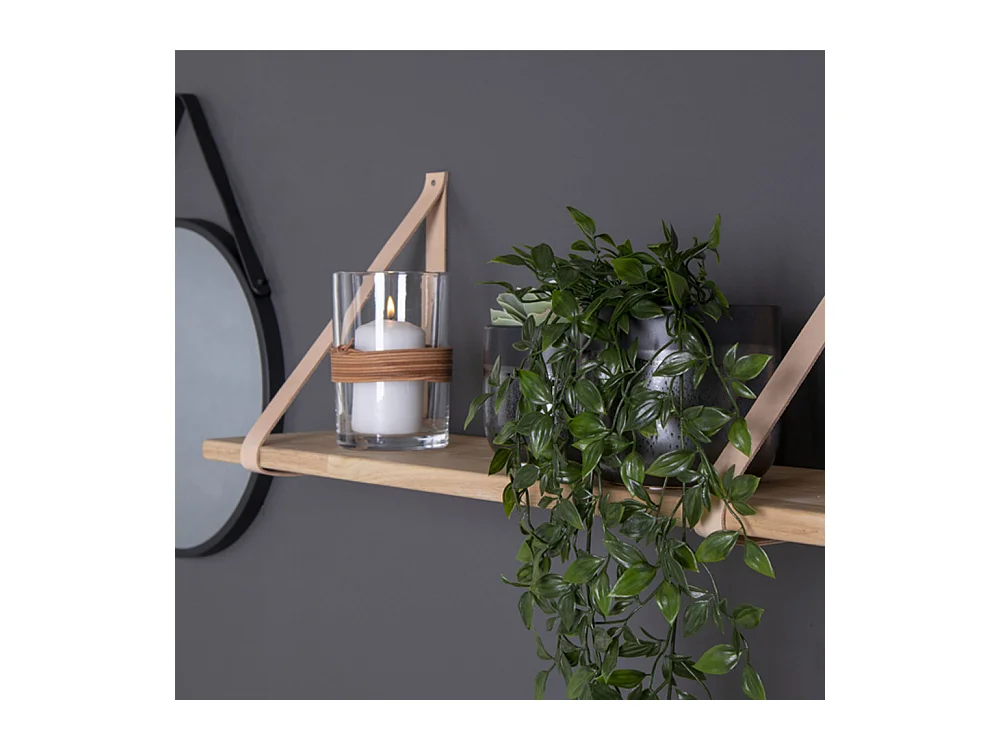 Étagère avec sangles en cuir Lila Naturel