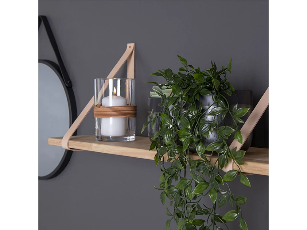 Étagère avec sangles en cuir Lila Naturel