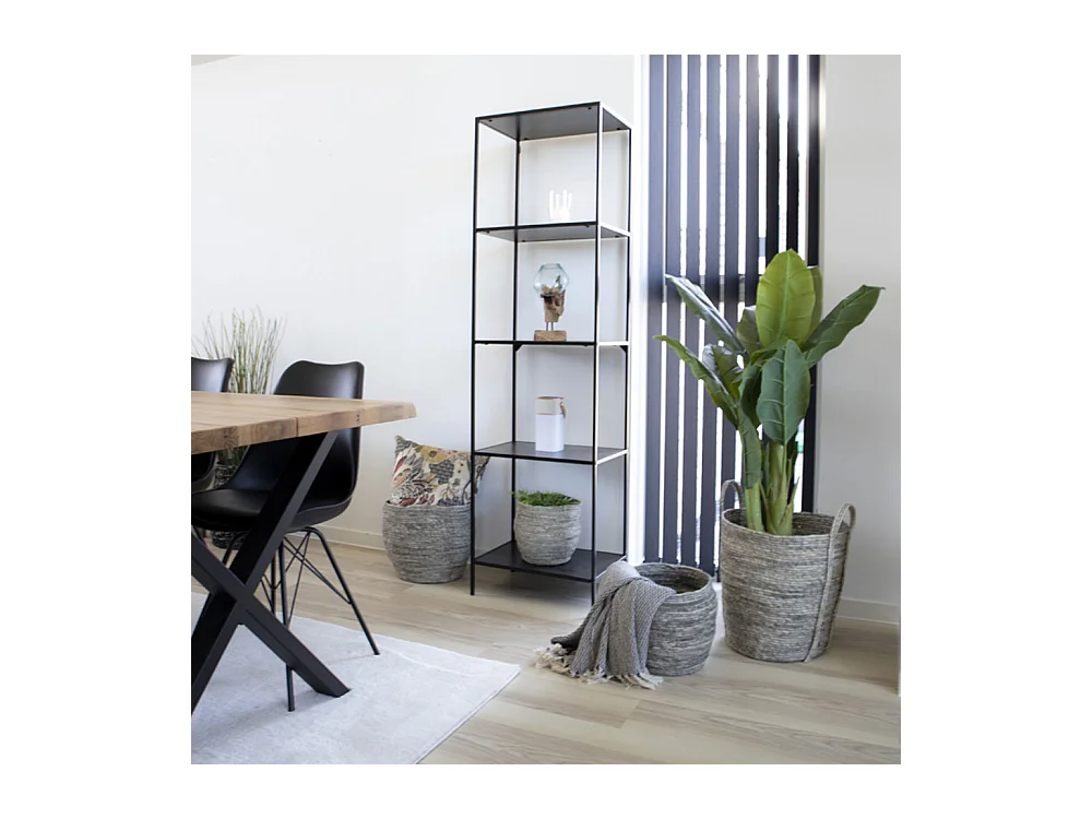 5-laags eikenhouten plank met zwarte lijst 51 x 36 x 170 cm