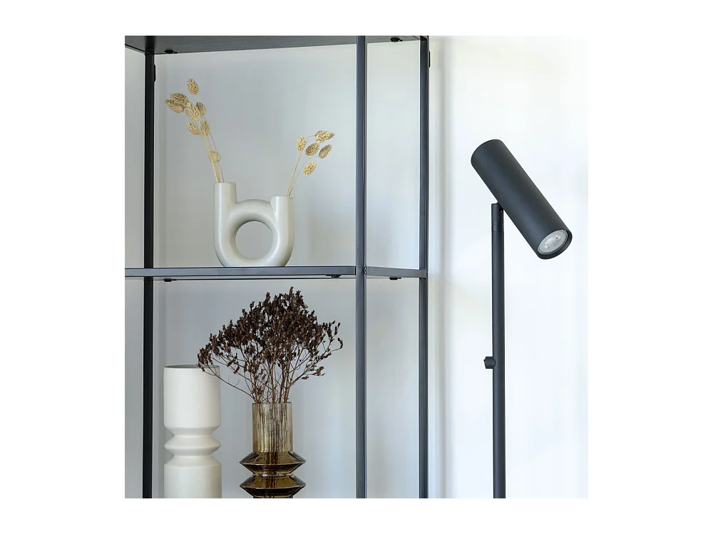 Aspecto de roble estante de 5 corey con marco negro 51 x 36 x 170 cm