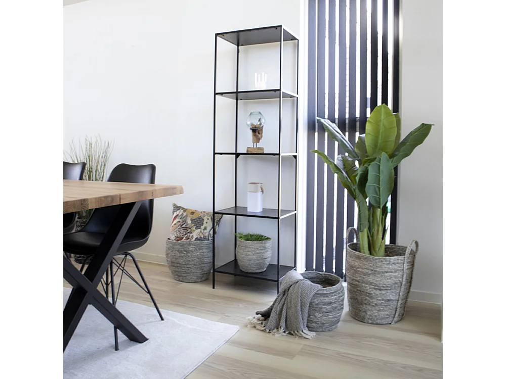 Vita - Etagère en bois et métal 51x170cm - Noir