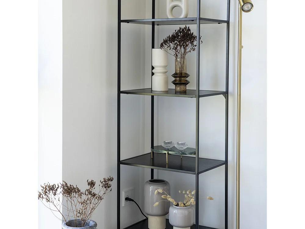 Vita - Etagère en bois et métal 51x170cm - Noir