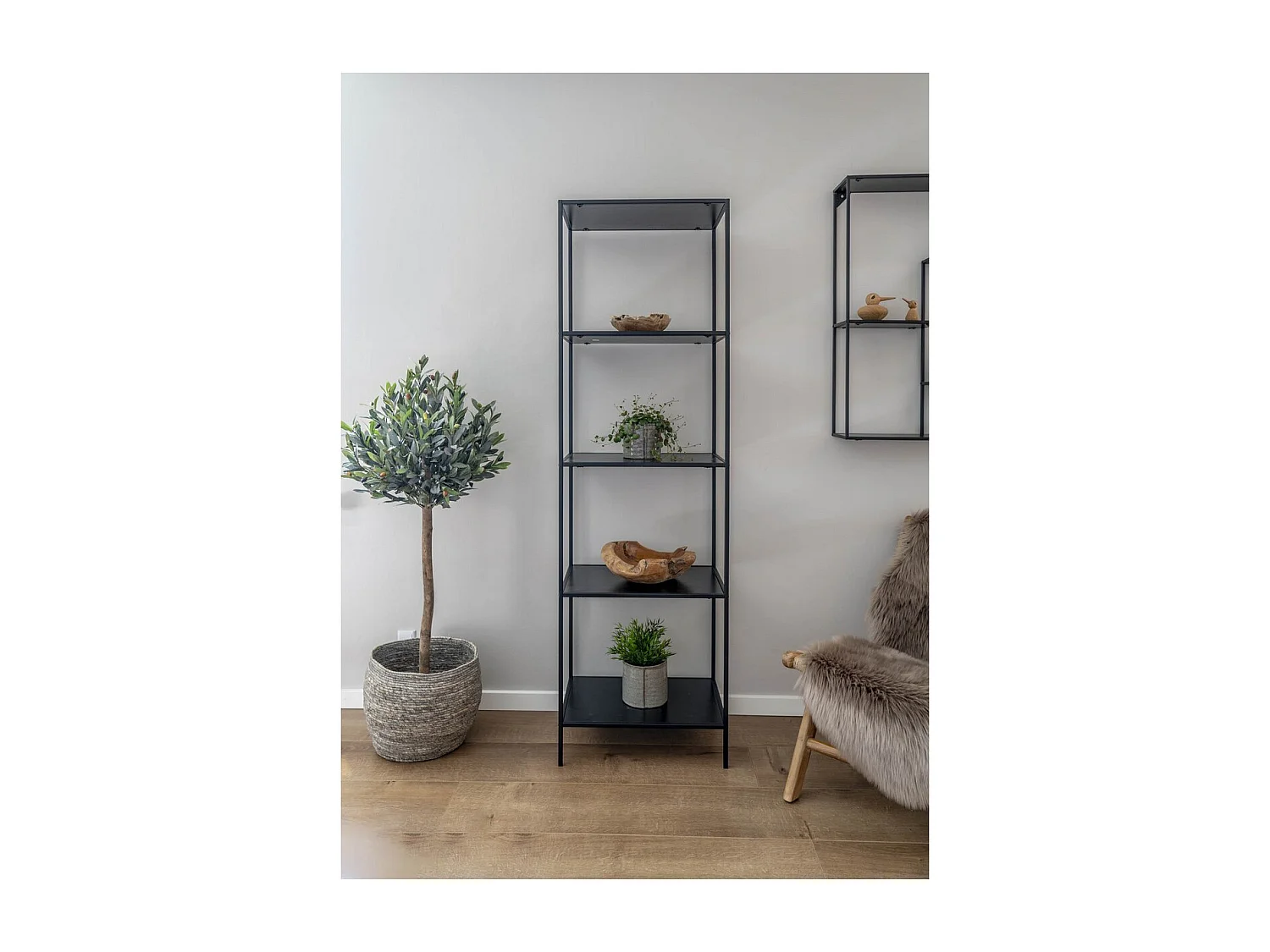 Vita - Etagère en bois et métal 51x170cm - Noir