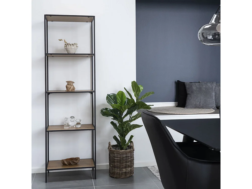 Etagère haute VITA 5 niveaux - Bois naturel ou métal noir-blanc-Beige