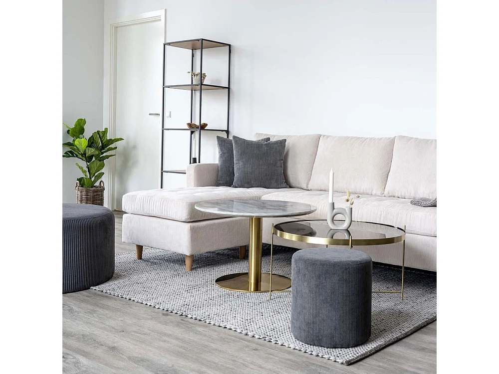 Etagère haute VITA 5 niveaux - Bois naturel ou métal noir-blanc-Beige