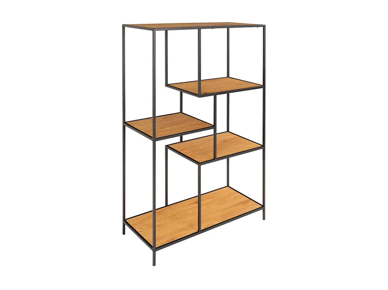 Vita wandkast 3 schappen, zwart, eikenhouten decor.