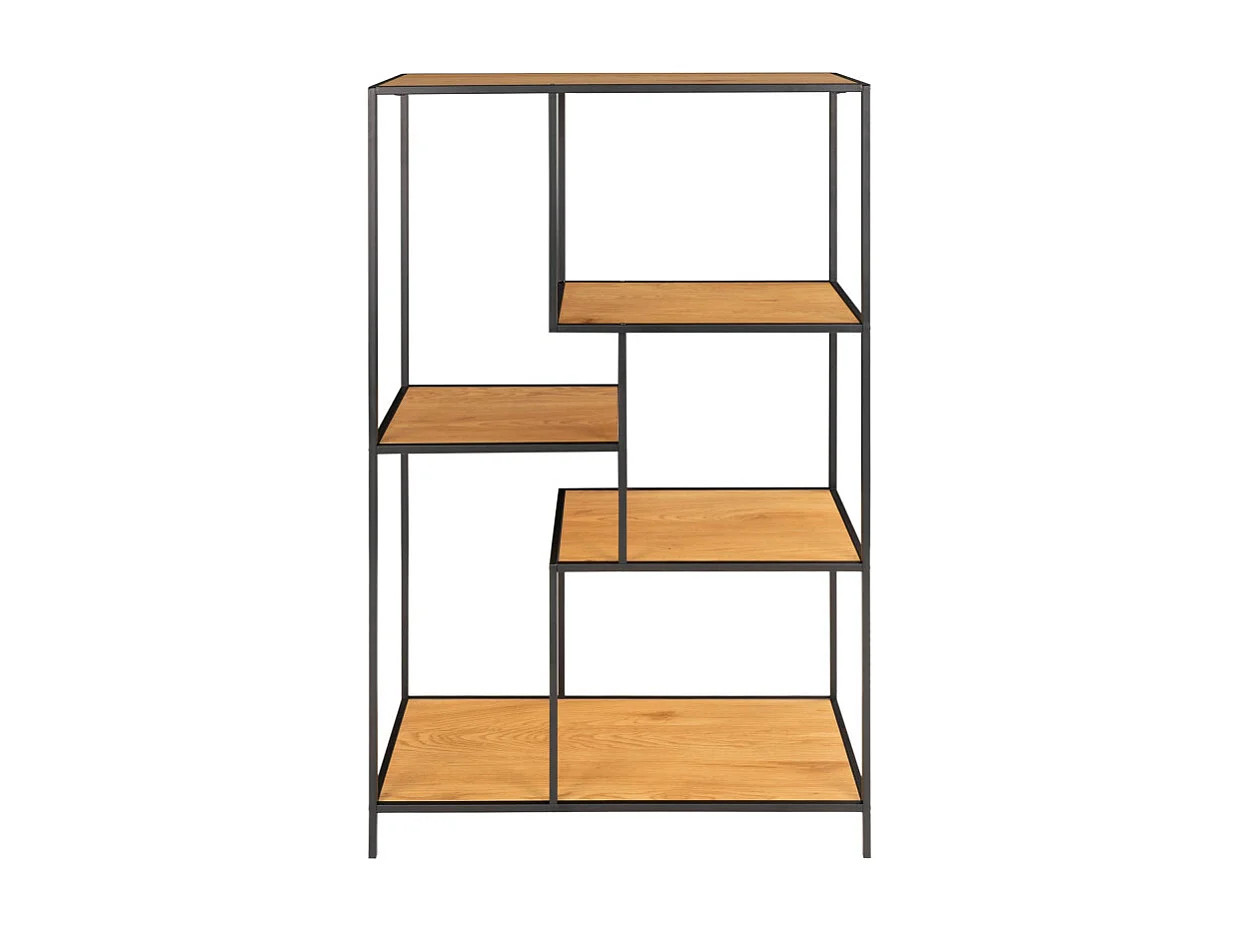 Vita wandkast 3 schappen, zwart, eikenhouten decor.