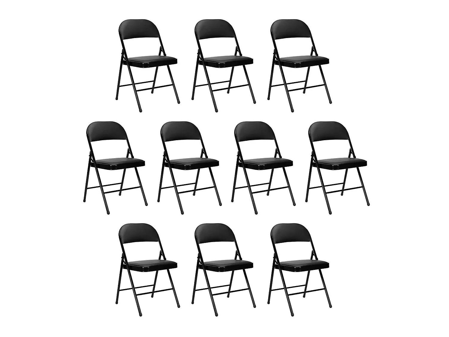 Pack 10 Sillas Plegables Acolchadas Negras 7house