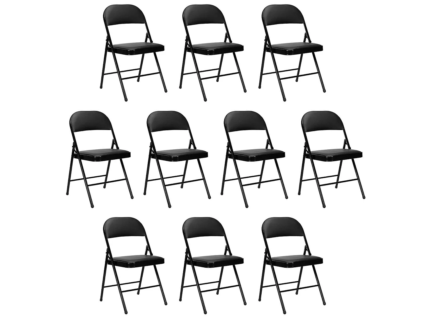 Lot de 10 chaises pliantes noires rembourrées 7house