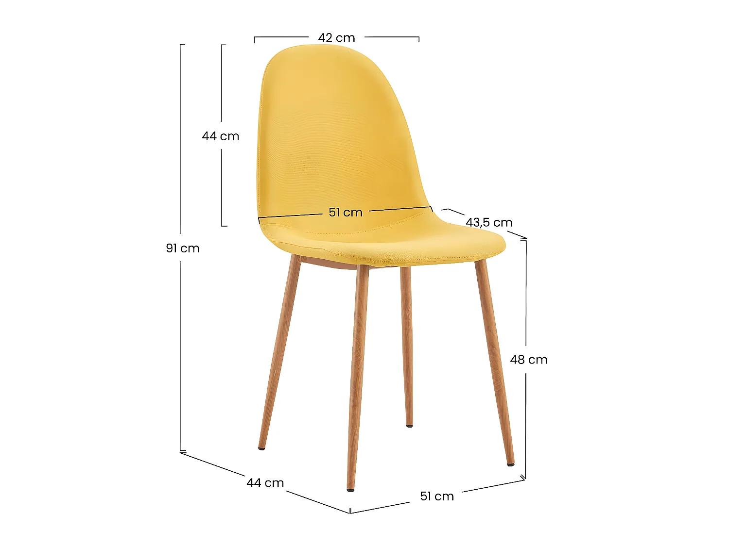 Pack 2 Sillas de Comedor Lino Nuova 91x51x44cm Thinia Home