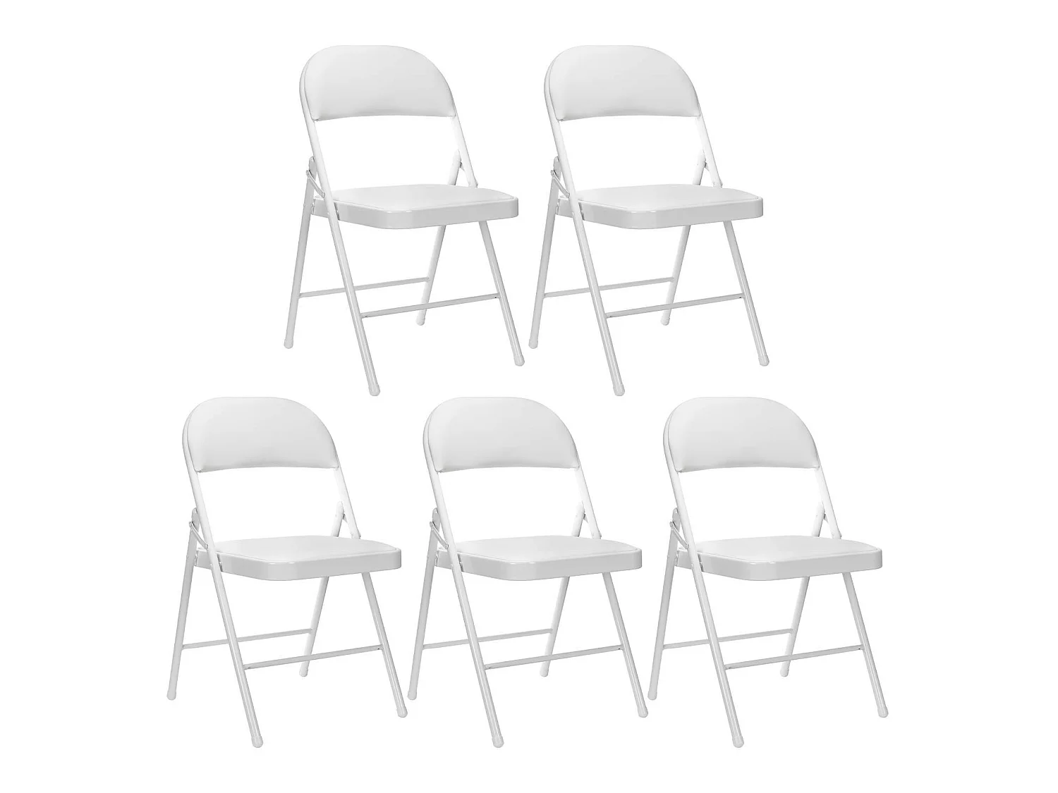 Lot de 5 chaises pliantes blanches rembourrées 7house