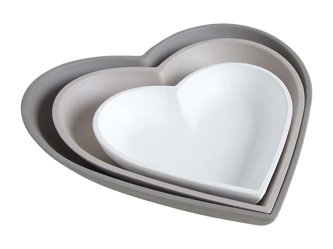 Plateaux coeurs en bois laqué (lot de 3)