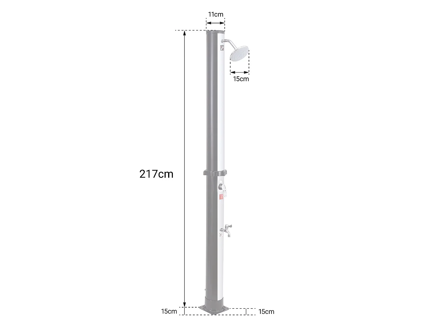 Zonnedouche MOOREA zwart en zilver 18L