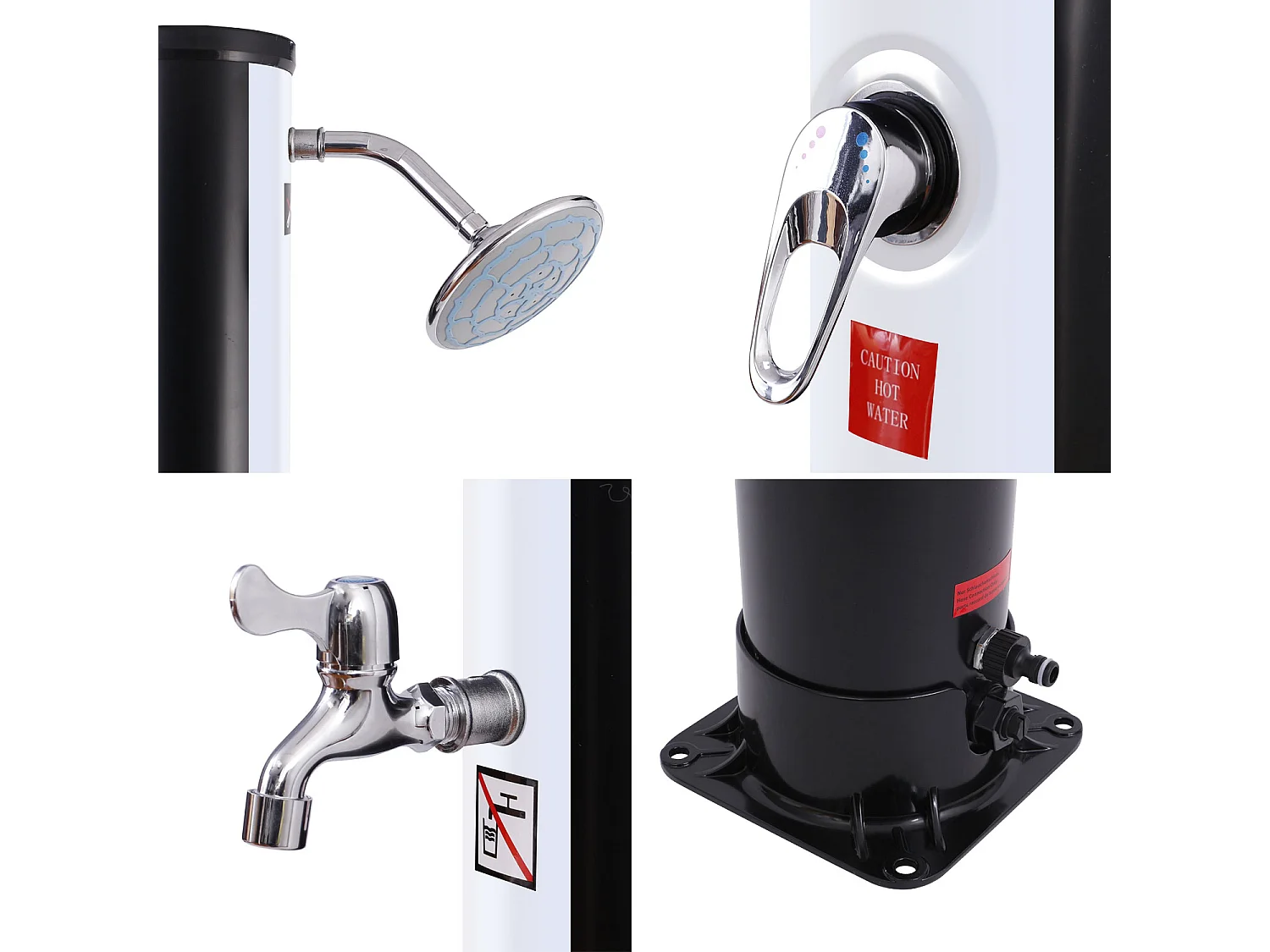 Schwarze und silberne MOOREA Solar-Dusche 18L