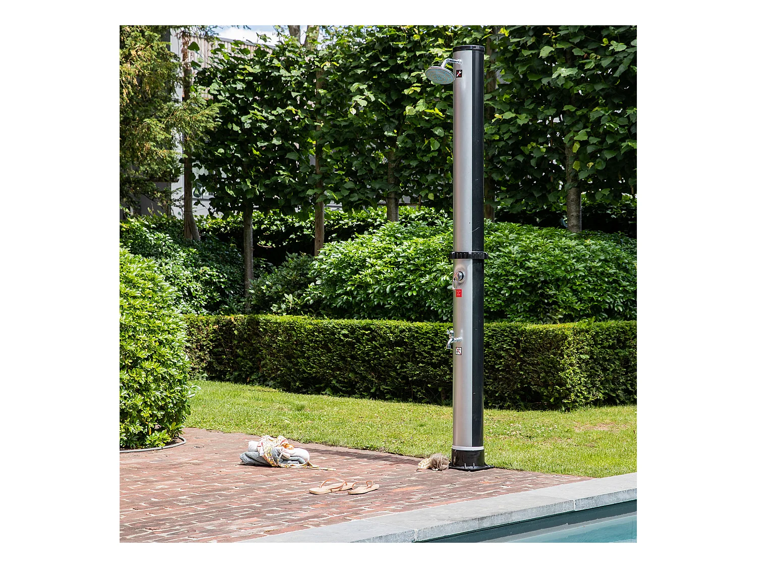 FIDGI doccia solare nera e argento 35L - HAPPY GARDEN