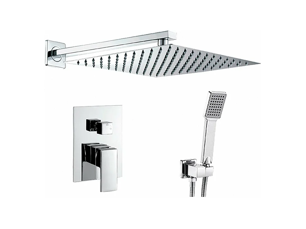 Conjunto de ducha monomando empotrada a pared MILTON cromado  25 cm x 25 cm