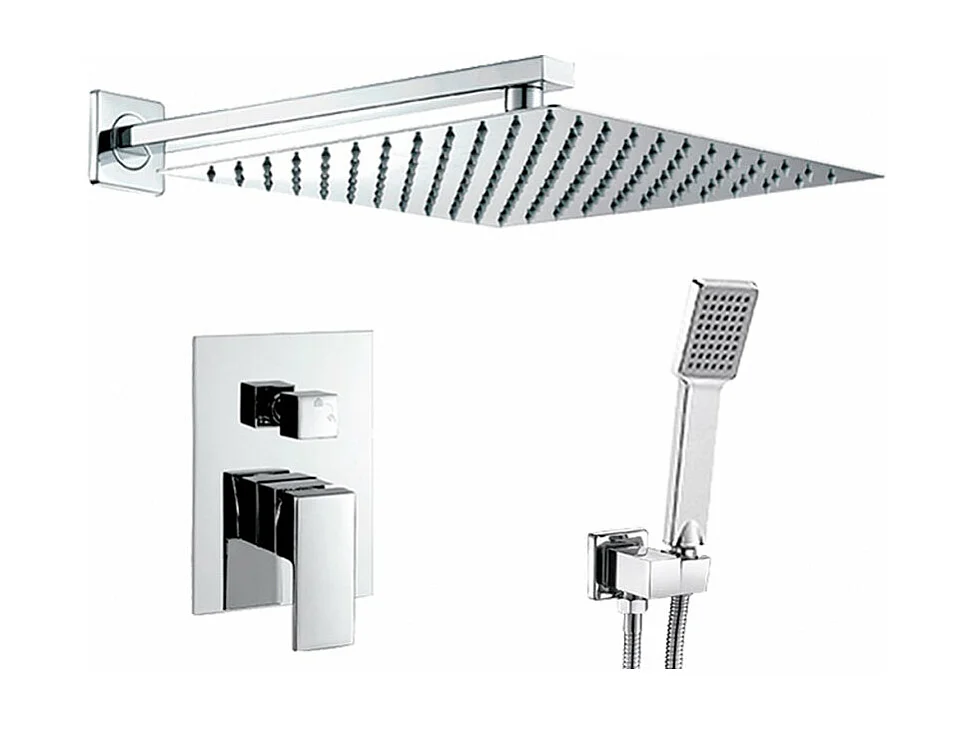 Conjunto de ducha monomando empotrada a pared MILTON cromado  25 cm x 25 cm