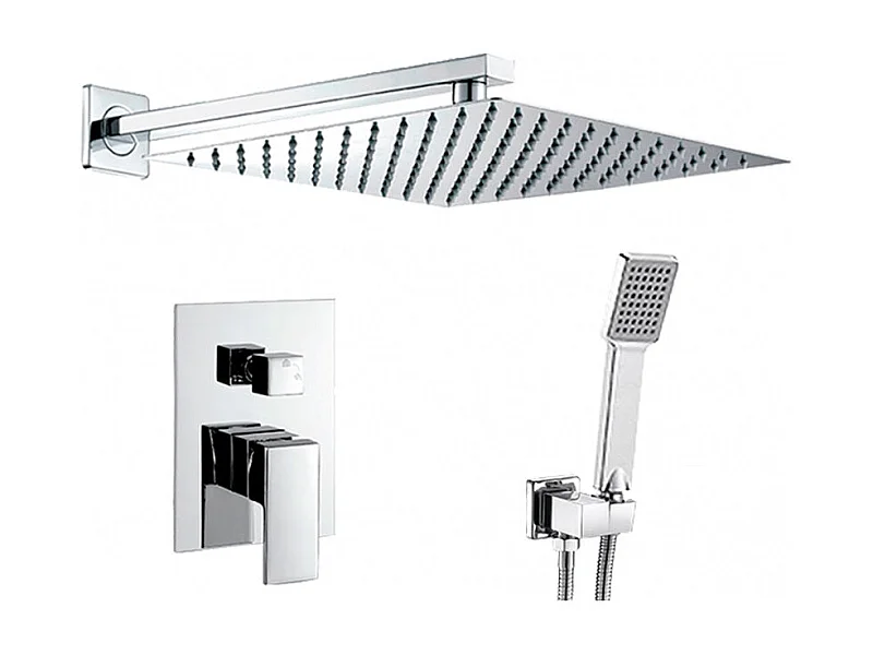 Conjunto de ducha monomando empotrada a pared MILTON cromado  30 cm x 30 cm