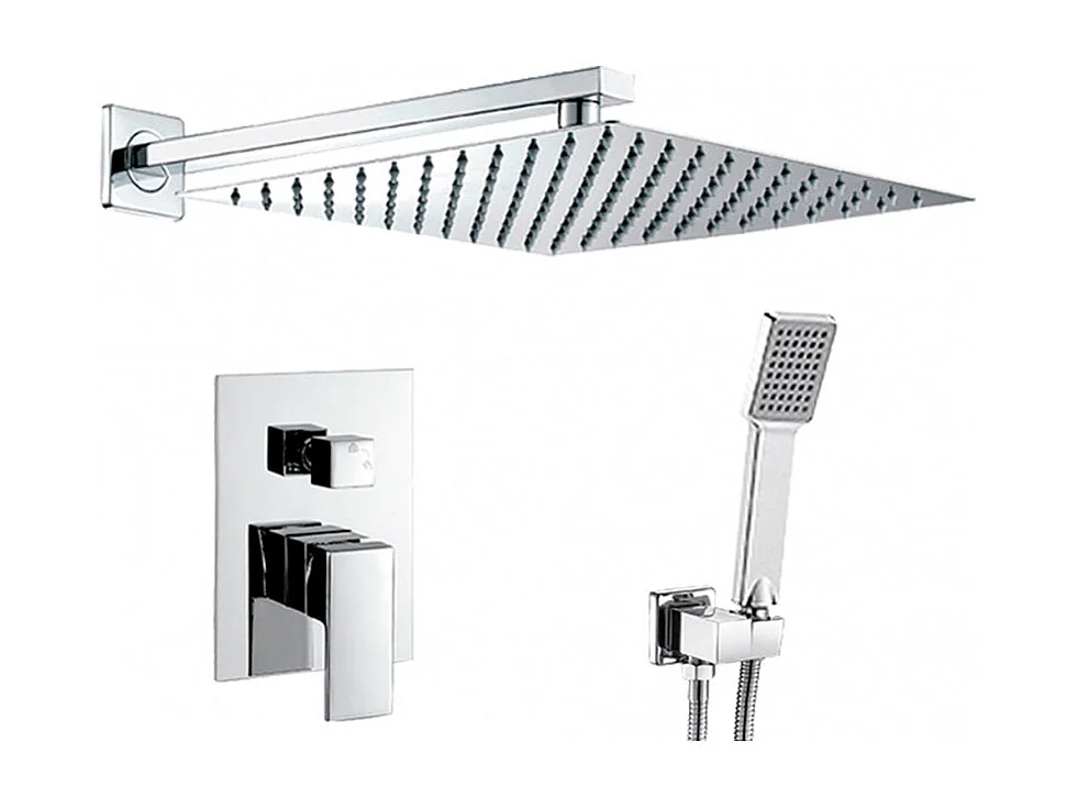 Conjunto de ducha monomando empotrada a pared MILTON cromado  20 cm x 20 cm
