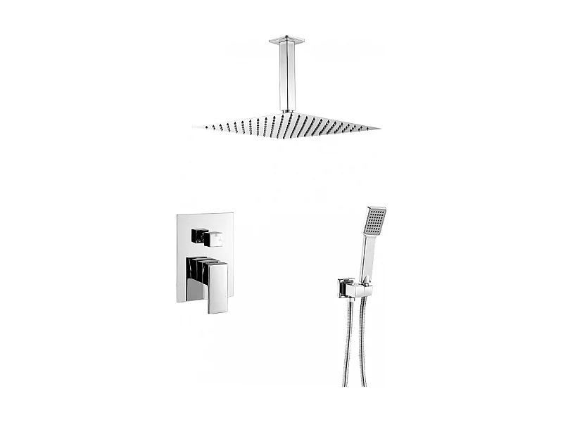 Conjunto de ducha monomando empotrada a techo MILTON cromado  20 cm x 20 cm