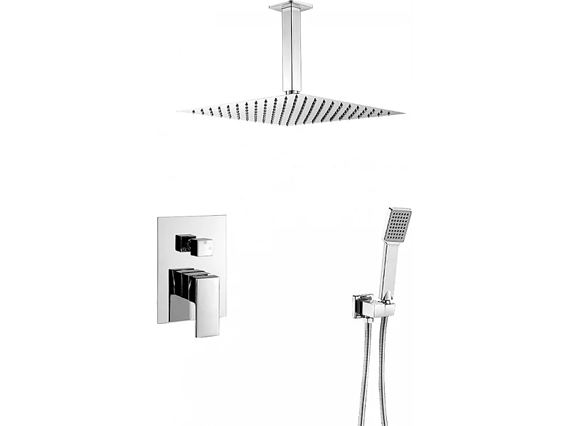 Ensemble de douche encastré au plafond MILTON chromé Ø 20cm