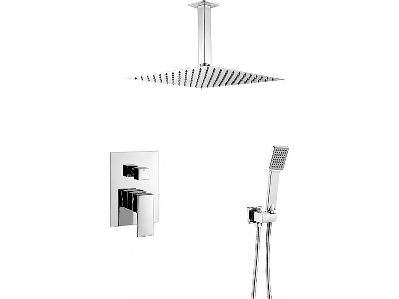 Conjunto de ducha monomando empotrada a techo MILTON cromado  40 cm x 40 cm