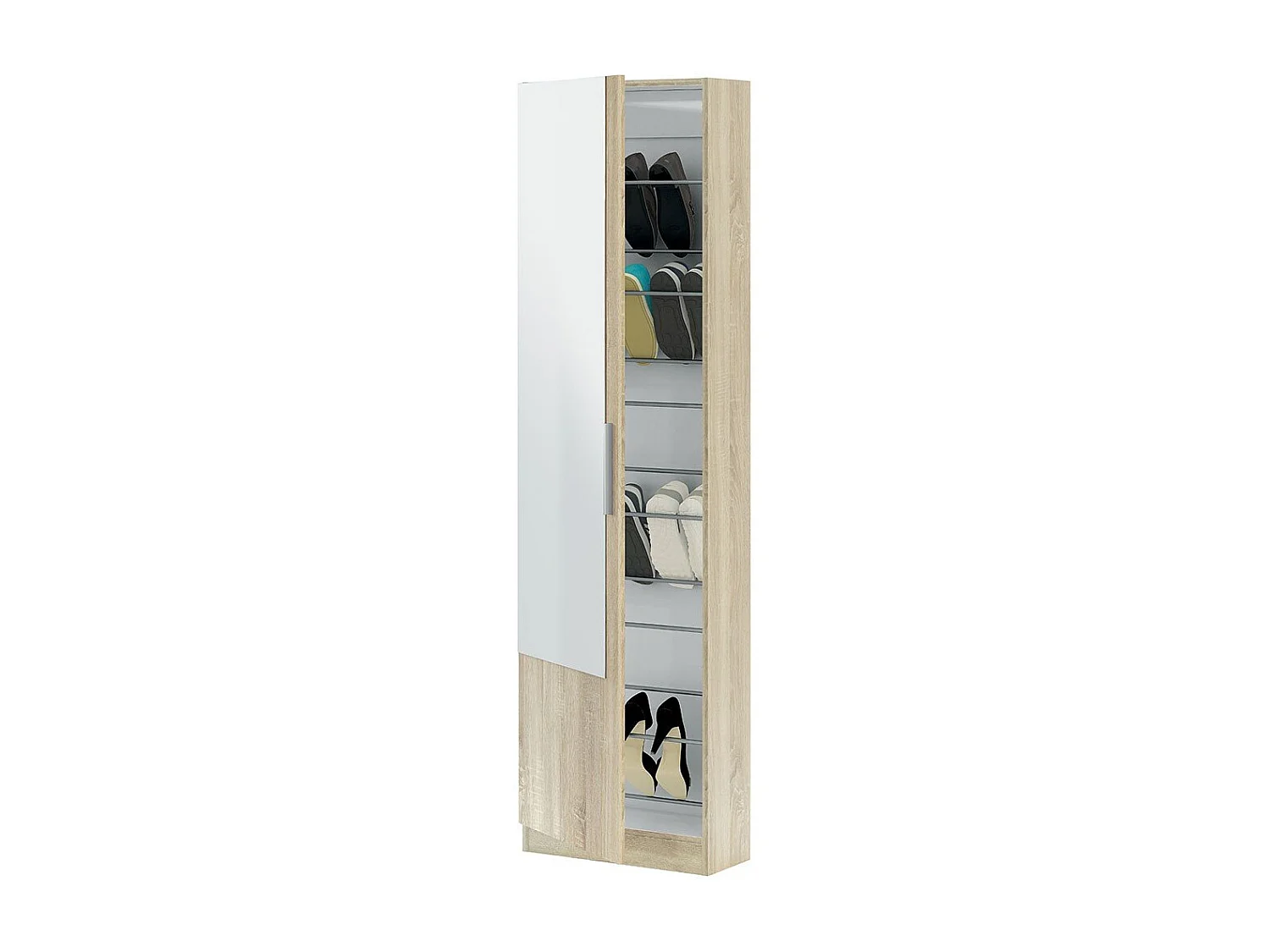 Zapatero 1 puerta con espejo para 16 pares - A180 cm - KRISTAL